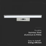 8W(380Lm) LED-spegelarmatur 45,5cm, V-TAC, IP20, krom, varmvit 3000K