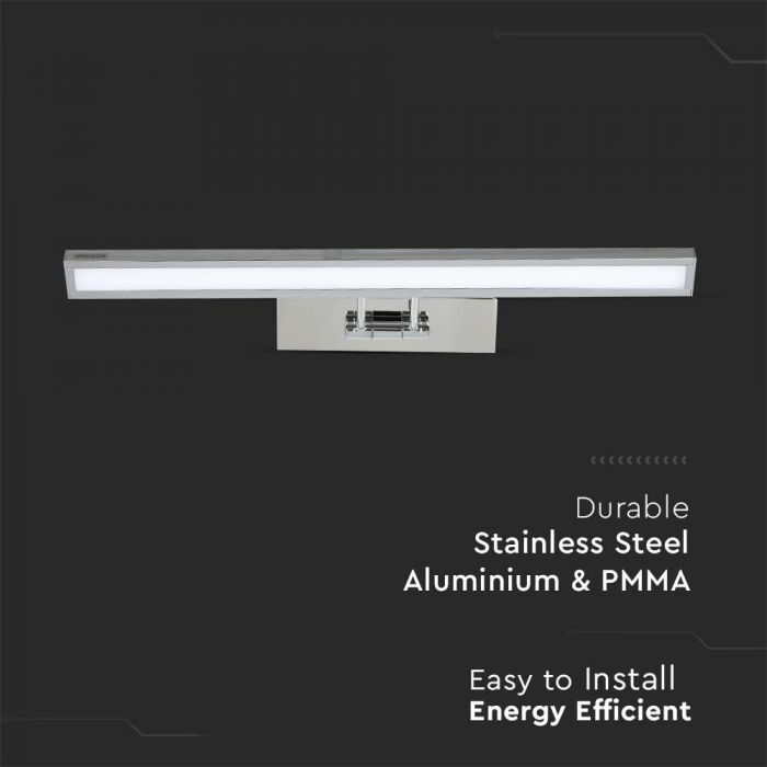 8W(380Lm) LED-spegelarmatur 45,5cm, V-TAC, IP20, krom, varmvit 3000K