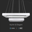 _Piegāde 10 dienas_113W (6300Lm) LED iekarams gaismeklis ar 2 riņķiem, V-TAC, dimmējams, 600x1200mm, silti balta gaisma 3000K