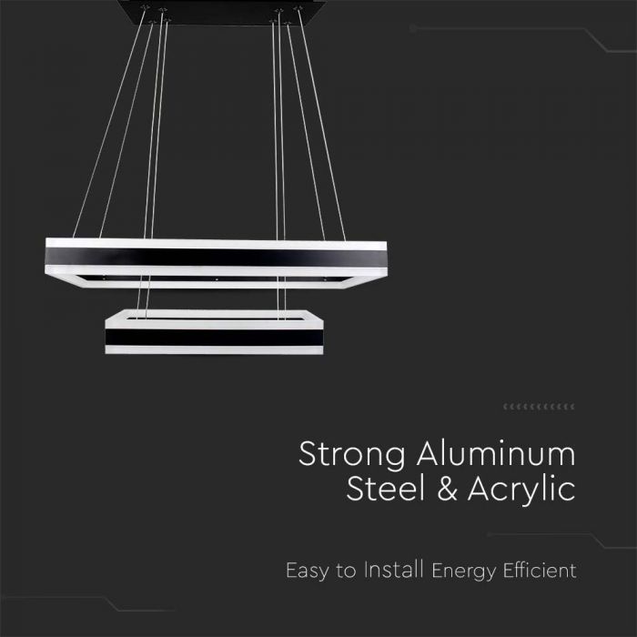 113W (6300Lm) LED iekarams gaismeklis ar 2 riņķiem, V-TAC, dimmējams, silti balta gaisma 3000K