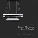 113W (6300Lm) LED iekarams gaismeklis ar 2 riņķiem, V-TAC, dimmējams, silti balta gaisma 3000K