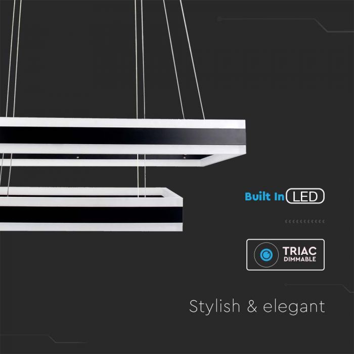 113W (6300Lm) LED-pendelarmatur med 2 ringar, V-TAC, dimbar, varmvitt ljus 3000K
