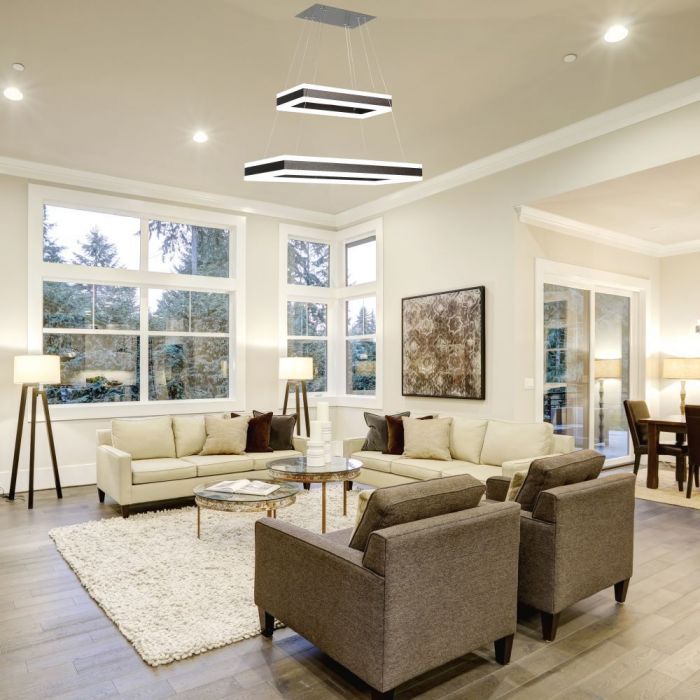 113W (6300Lm) LED pendant light with 2 rings, V-TAC, dimmable, 600x1200mm, warm white light 3000K