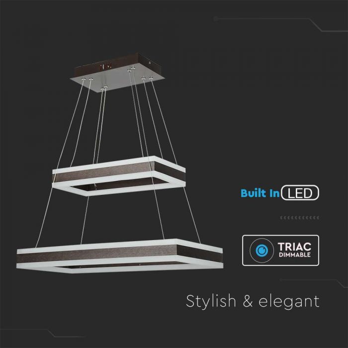 113W (6300Lm) LED pendant light with 2 rings, V-TAC, dimmable, 600x1200mm, warm white light 3000K
