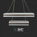 113W (6300Lm) LED pendant light with 2 rings, V-TAC, dimmable, 600x1200mm, warm white light 3000K