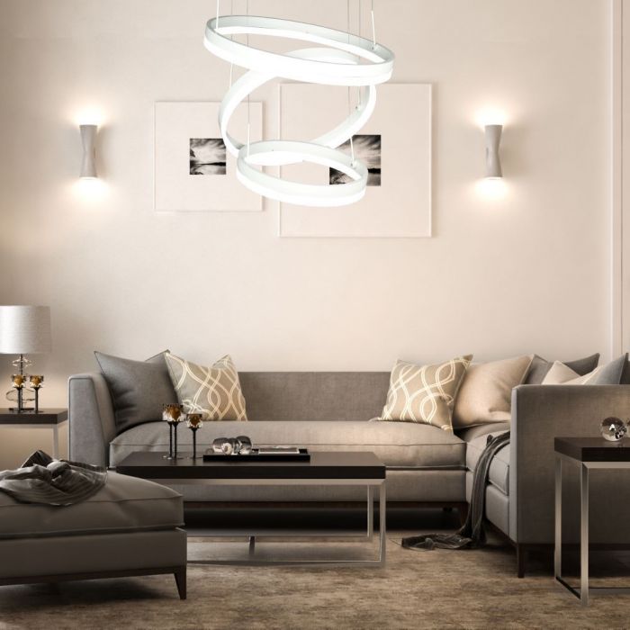 Дизайнерская светодиодная люстра 86W(4550Lm), V-TAC, IP20, 3 кольца, белый, теплый белый 3000K