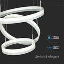 Дизайнерская светодиодная люстра 86W(4550Lm), V-TAC, IP20, 3 кольца, белый, теплый белый 3000K