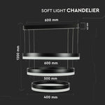 Светильник LED-дизайна мощностью 86 Вт (4550 лм), V-TAC, IP20, 3 ряда, черный, 600 × 1200 мм, теплый белый свет 3000 К