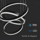 _Piegāde 10 dienas_86W(4550Lm) LED dizaina lustra, V-TAC, IP20, 3 riņķi, melna, 600x1200mm, silti balta gaaisma 3000K