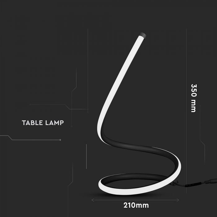 20W(1840Lm) LED galda lampa, V-TAC, IP20, melna, silti balta gaisma 3000K