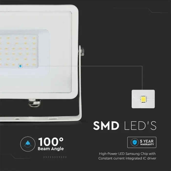 30W(2340Lm) LED Prožektors V-TAC SAMSUNG, IP65, garantija 5 gadi, balts, neitrāli balta gaisma 4000K