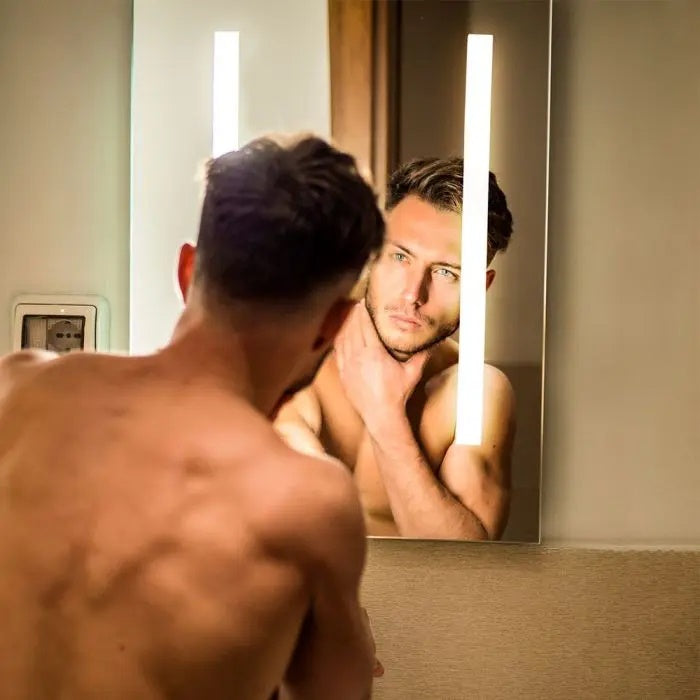 42W(100Lm) Bathroom mirror with integrated LED luminaire, V-TAC, rectangular, chrome-plated, 800x600x35mm IP44, with anti-glare surface, cool white light 6400K