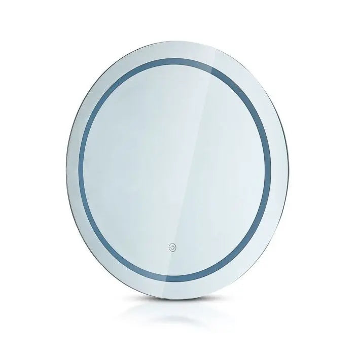 25W(85Lm)  Vannasistabas spogulis ar iebūvētu LED gaismekli, V-TAC, apaļš, hromēts, ar skārienjūtīgu slēdzi, 600x35mm IP44, ar pretaizsvīšanas virsmu, 3in1