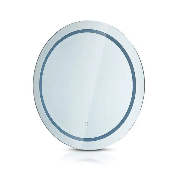 25W(85Lm)  Vannasistabas spogulis ar iebūvētu LED gaismekli, apaļš, hromēts, ar skārienjūtīgu slēdzi, 600x35mm IP44, ar pretaizsvīšanas virsmu, 3in1