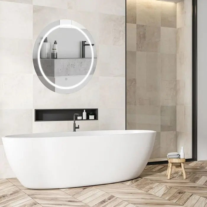 25W(85Lm) Vannitoa peegel integreeritud LED valgustiga, V-TAC, ümmargune, kroomitud, puutetundliku lülitiga, 600x35mm IP44, pimestusvastase pinnaga, 3in1