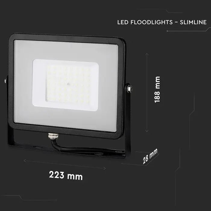Светодиодный прожектор V-TAC SAMSUNG 50W(4000Lm), IP65, гарантия 5 лет, белый с белым стеклом, нейтральный белый свет 4000K