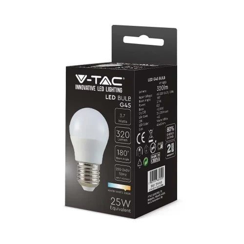 E27 3.7W(320Lm) LED Bulb, G45, V-TAC, IP20, neutral white light 4000K