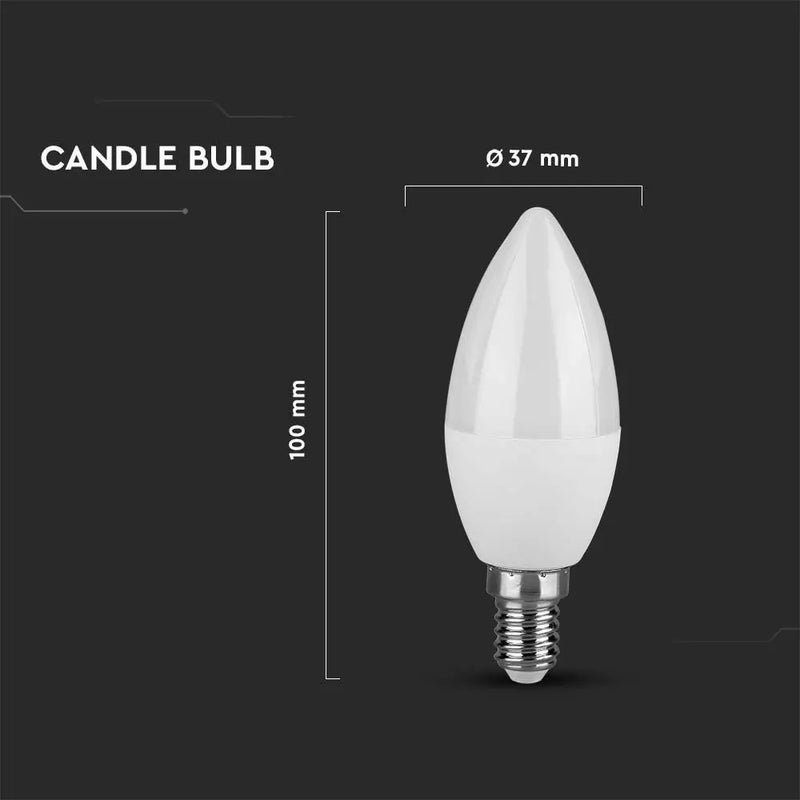 E14 3.7W(320Lm) LED Spuldze, sveces forma, V-TAC, IP20, silti balta gaisma 3000K