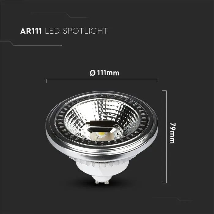 AR111 12W(1031Lm) LED-lampa, V-TAC, GU10, IP20, dimbar, kallvit 6400K
