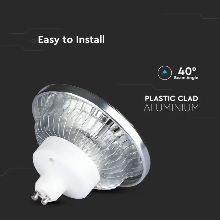 AR111 12W(1117Lm) LED-lampa, V-TAC, GU10, IP20, kallvit 6400K