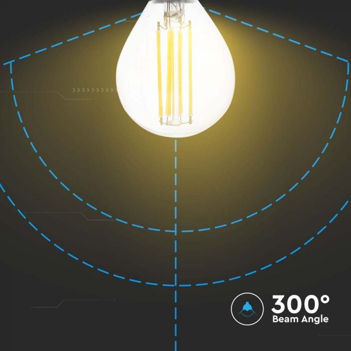 E14 4W(400Lm) LED-lampa Filament, P45, V-TAC, IP20, varmvitt ljus 3000K