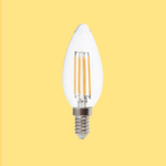 E14 4W(400Lm) LED Filament, форма свечи, V-TAC, IP20, теплый белый свет 3000K