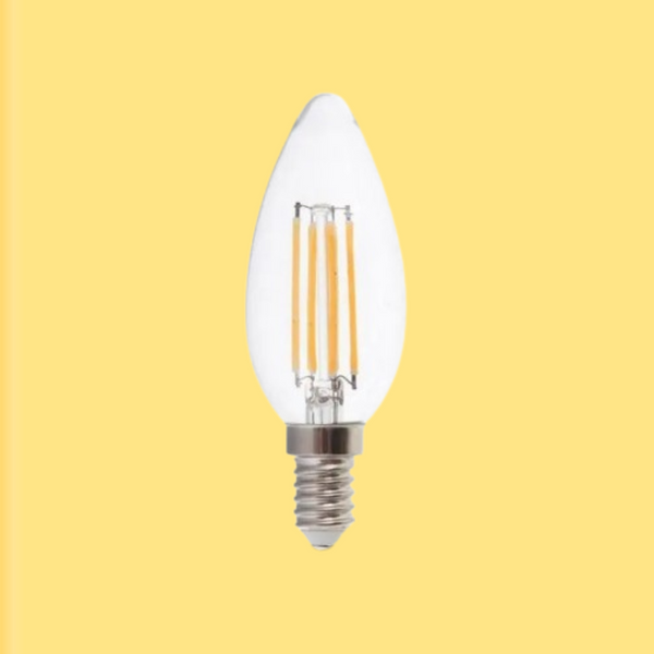 E14 4W(400Lm) LED Bulb Filament, candle shape, V-TAC, IP20, warm white light 3000K