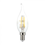 E14 4W(400Lm) LED Filament Bulb, IP20, стекло, форма свечи, V-TAC, теплый белый свет 3000K