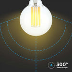 6W(600Lm) LED Filament Glödlampa, V-TAC, G95, IP20, varmvitt ljus 3000K