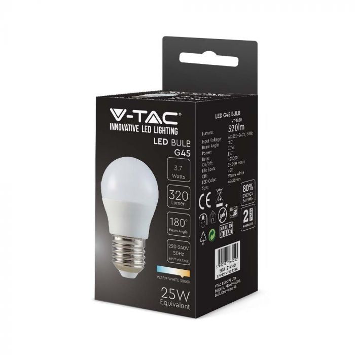 E27 4W(400Lm) LED Filament Bulb, G45, IP20, V-TAC, warm white light 3000K