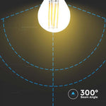 E27 4W(400Lm) LED Filament Bulb, G45, IP20, V-TAC, warm white light 3000K