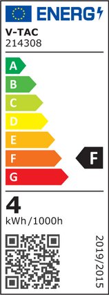 E14 4W(400Lm) LED Filament Bulb, IP20, стекло, рифленое, форма свечи, V-TAC, теплый белый свет 3000K