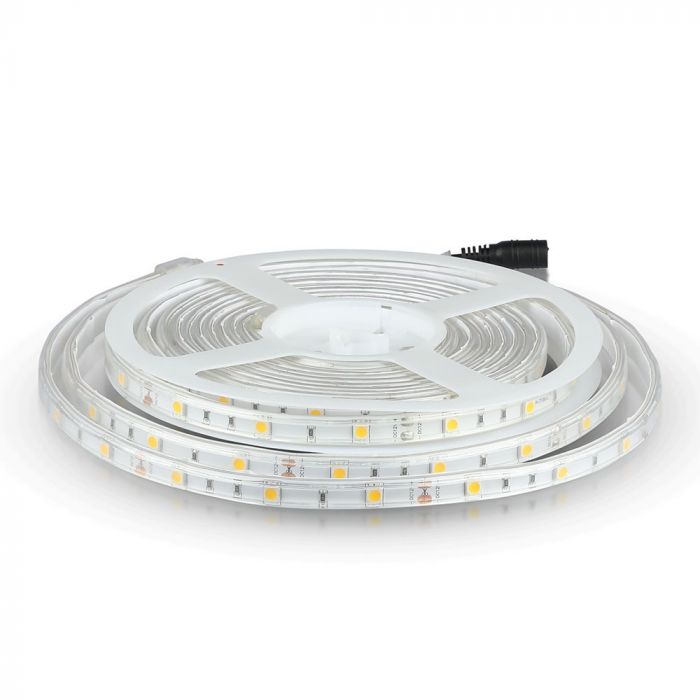 Cena par 5m_4.8W(420Lm) LED Lente, 30 diodes SMD5050, ūdensdroša IP65, V-TAC, auksti balta gaisma 6000K