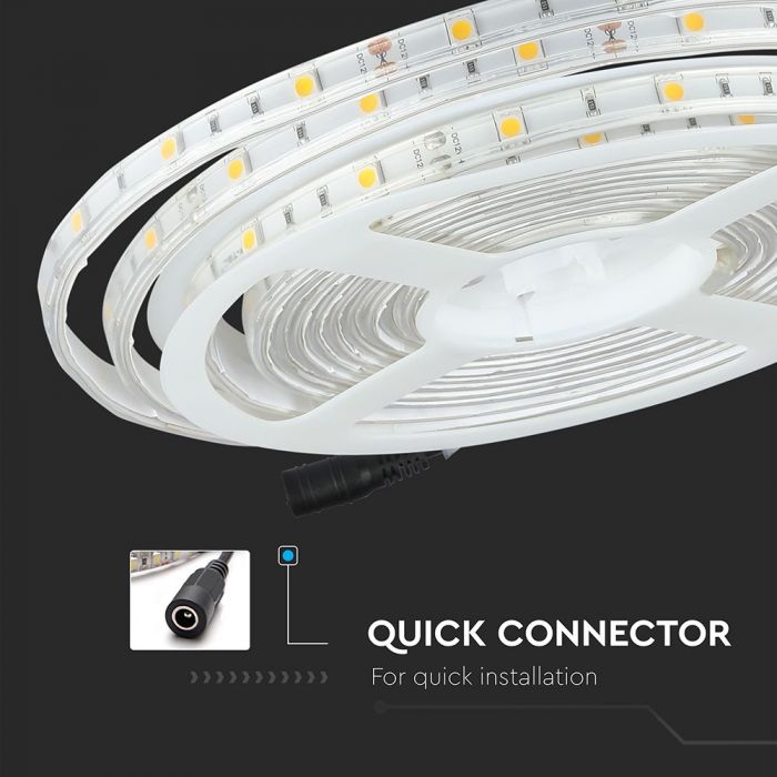 Цена на 5m_4.8W(420Lm) светодиодная лента, 30 диодов SMD5050, водонепроницаемый IP65, V-TAC, холодный белый свет 6000K