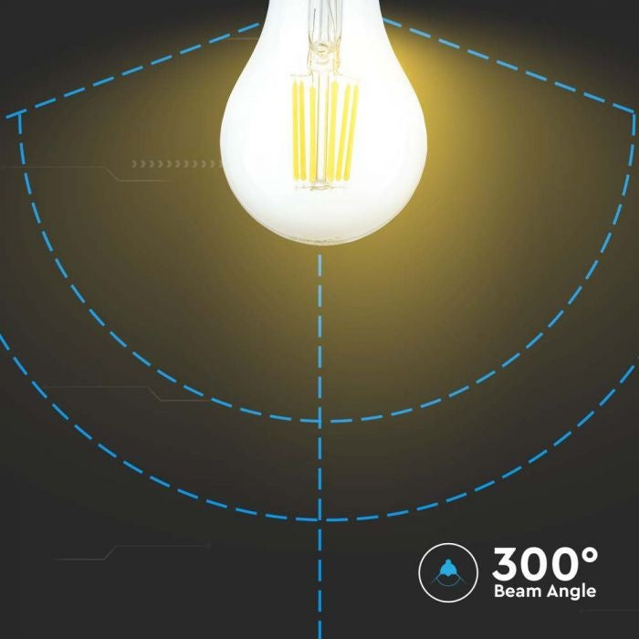 E27 10W(1055Lm) светодиодная лампа накаливания, A60, V-TAC, IP20, теплый белый свет 3000K