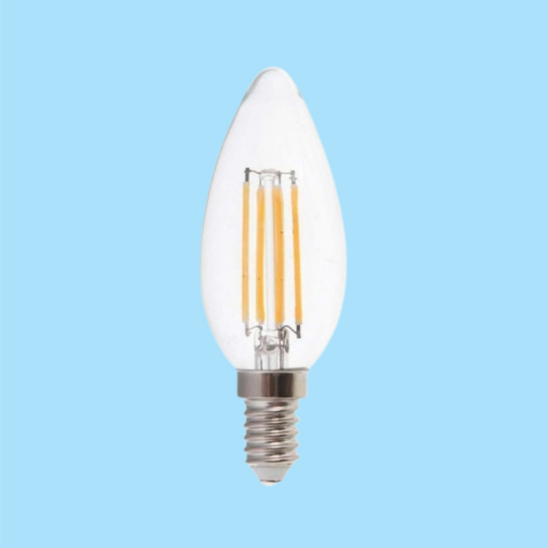 E14 4W(400Lm) LED Filament Bulb, IP20, glass, candle shape, V-TAC, neutral white light 4000K