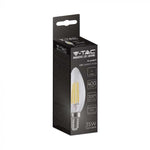 E14 4W(400Lm) LED Filament Bulb, IP20, стекло, форма свечи, V-TAC, нейтральный белый свет 4000K