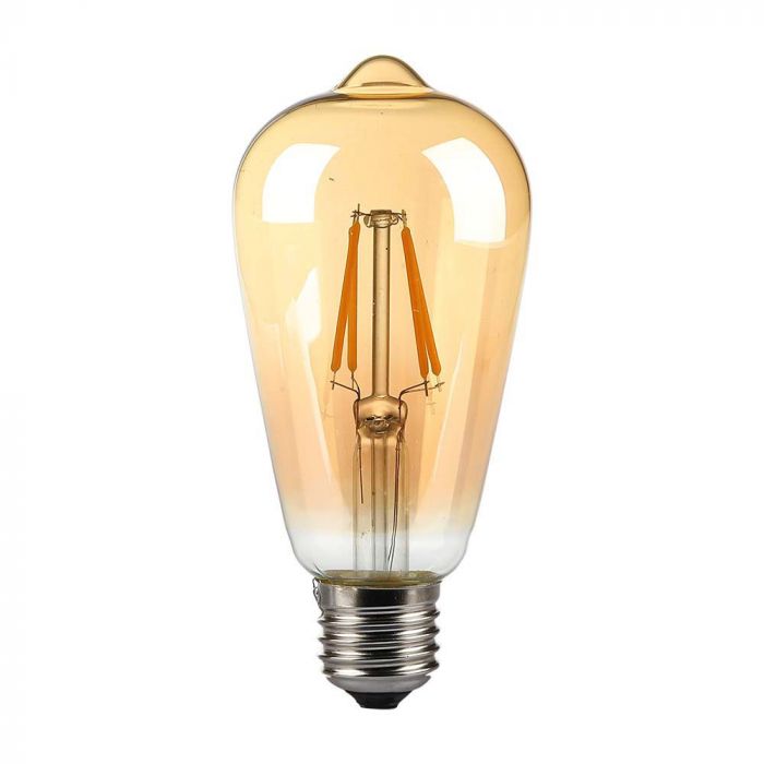 E27 8W(720Lm) LED Bulb Filament Amber, ST64, IP20, warm white light 2200K