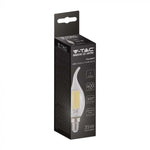E14 4W(400Lm) LED Filament Bulb, IP20, стекло, форма свечи, V-TAC, нейтральный белый свет 4000K