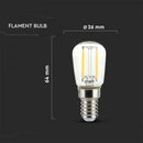 E14 2W(200Lm) LED Filament Bulb, ST26, V-TAC, IP20, cold white light 6500K