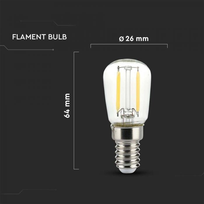 E14 2W(200Lm) LED Filament Bulb, ST26, V-TAC, IP20, warm white light 3000K