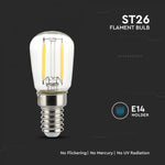 E14 2W(200Lm) LED Filament Bulb, ST26, V-TAC, IP20, neutral white light 4000K