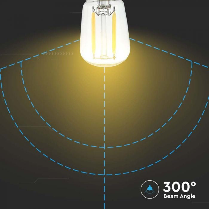 E14 2W(200Lm) LED Filament Spuldze, ST26, V-TAC, IP20, silti balta gaisma 3000K