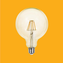 E27 6W(550Lm) LED Spuldze Filament Amber, G125, V-TAC, stikla, silti balta gaisma 2200K