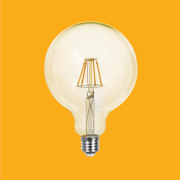 E27 6W(550Lm) LED Bulb Filament Amber, G125, V-TAC, glass, warm white light 2200K
