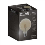 E27 6W(550Lm) LED Bulb Filament Amber, G125, V-TAC, glass, warm white light 2200K