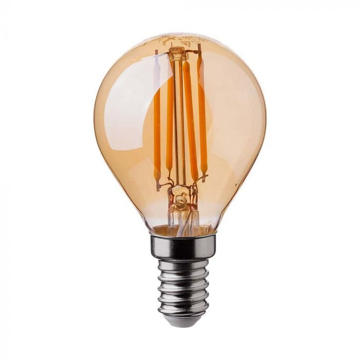 E14 4W(350Lm) LED-lampa Filament AMBER, P45, V-TAC, IP20, varmvitt ljus 2200K