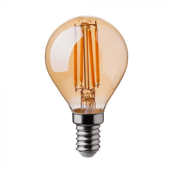 SALE_E14 4W (350Lm) светодиодная лампа накаливания AMBER, P45, V-TAC, IP20, теплый белый свет 2200K