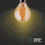 E14 4W (350Lm) светодиодная лампа накаливания AMBER, P45, V-TAC, IP20, теплый белый свет 2200K
