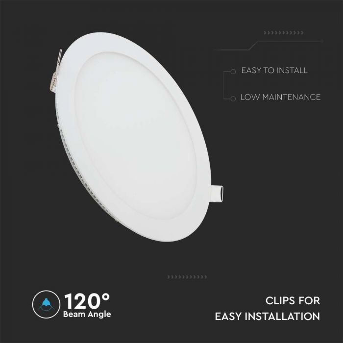 6W(490Lm) LED Premium Panel встраиваемая круглая, V-TAC, теплый белый свет 2700K, в комплекте с блоком питания